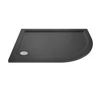VeeBath 40mm Slate Grey Offset Shower Tray RH for Walk in Wet Room Enclosure Cubicle - 1200 x 800mm