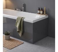 VeeBath 800mm 2pc Adjustable Waterproof End Bath Panel Anthracite Gloss | Adjustable 480-550mm Height, 15mm Thick Waterproof PVC, Universal Bath Fit