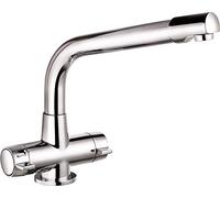 VeeBath Aylesbury Kitchen Sink Mixer Tap Elegant Ceramic Dual Lever Monobloc Swivel Spout Brass Faucet - Chrome
