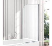 VeeBath Bath Screen Pivot Bath Shower Tempered Glass Screen Reversible Door Panel - 800 x 1400mm, Jade Round