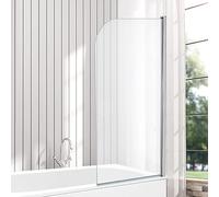 VeeBath Bath Screen Pivot Shower Tempered Glass Reversible Door Panel - 800 x 1400mm, Jade Round