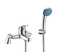 Veebath Bath Shower Mixer with Hose Pipe and Shower, Bathroom Tub Single Lever Mono Basin Shower Mixer, G3/4" Chrome Finished Taps, Shower Attachment for Bath Taps