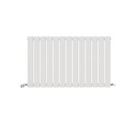 VeeBath Belgravia Radiator, Horizontal Single Flat Panel, Central Heating Wall Mounted/Upstanding Column Designer Radiators for Bathroom/Kitchen/Living Room with Angled Valve- 600x988mm,White