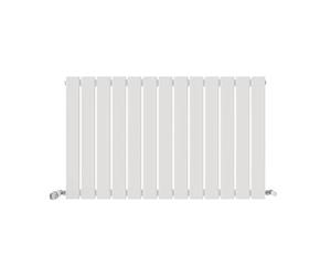 VeeBath Belgravia Radiator, Horizontal Single Flat Panel, Central Heating Wall Mounted/Upstanding Column Designer Radiators for Bathroom/Kitchen/Living Room with Angled Valve- 600x988mm,White
