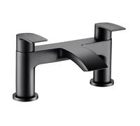 VeeBath Cascade Bath Filler Mixer - Modern Dual Lever Design, Matt Black Finish, G3/4" Inlet, Bath Deck Mounted Basin Double Tap Shower, Bathroom Tap Fillers and Mixer Systems