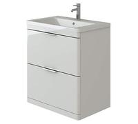VeeBath COM750 Maye High Gloss White Waterproof VanityBasin Cabinet Furniture Unit with 2 Box Drawers & Ceramic Basin-750mm