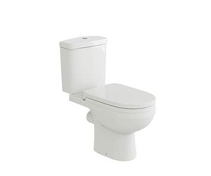 VeeBath Compakt White Push Button Flush Close Coupled Toilet WC with Soft Closing Seat Short Projection - 630mm