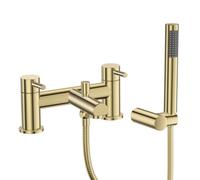 VeeBath Dixon Round Lever Bath Shower Mixer Tap With Kit - Brushed Brass