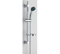 VeeBath Dura Round Shower Riser Rail Kit, Wall Mounted Shower Slide Bar with Soap Dish Bracket Chrome Adjustable Shower Head Holder Bar for Bathroom