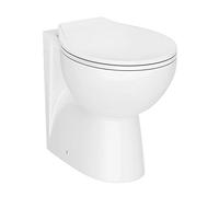 VeeBath Essentials Compact Bathroom Round Back to Wall WC Toilet Pan with Soft Closing Seat - 515mm Deep