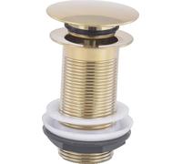 VeeBath Ideal Full Dome Waste Unslotted, Premium Click Clack Waste for Designer Basins Without Overflow, Waste for Bathroom Sink, Brushed Brass