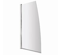 VeeBath Jade 6mm Sail Edge Toughened Safety Glass Bath Screen Glass Shower Door Chrome - 1400x800mm