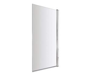 VeeBath Jade 6mm Square Edge Toughened Safety Glass Bath Screen Panel Shower Door Chrome - 1400x800mm