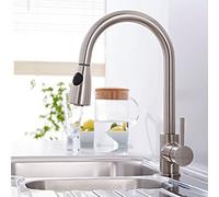 VeeBath Kelso Pull Out Monobloc Single Lever Spring Kitchen Mixer Tap, Sink Brass Tap Mixers Swivel Spout with Hoses and Fittings - Chrome