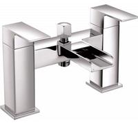 VeeBath Kinross Square Waterfall Bath Shower Mixer Filler Tap, Shower - Chrome
