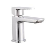 VeeBath Lagoon Soft Square Basin Mixer with Pop-Up Waste - Modern Chrome Finish, Single Lever Control, G1/2" BSP Inlet, Deck Mounted Bathroom Taps, Bath and Basin Taps