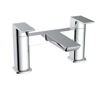 VeeBath Lagoon Soft Square Bath Filler Mixer - Modern Chrome Finish, Dual Lever Control, G3/4" BSP Inlet, Deck Mounted Square Bathroom Taps Pair, Bath and Basin Taps