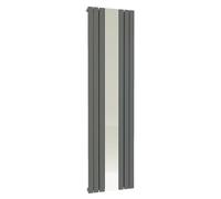 VeeBath Lille Matt Anthracite Low Carbon Mild Steel Vertical Single Panel Mirror Bathroom Heating Radiator - 1800 x 605mm