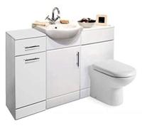 VeeBath Linx 1350mm Bathroom Vanity Unit Cabinet Combination Set with Storage and WC Toilet Unit, Pan and Cistern