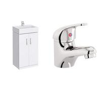 Veebath Linx 450mm Vanity Sink Cabinet Unit & Mono Basin Mixer Tap