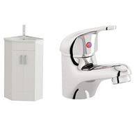 Veebath Linx Corner Vanity Sink Cabinet Unit & Mono Basin Mixer Tap