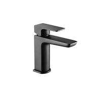 VeeBath LogoonSoft Square Basin Mixer with Pop-Up Waste - Modern Matt Black Finish, Single Lever Control, G1/2" BSP Inlet, Deck Mounted Bathroom Taps, Bath and Basin Taps