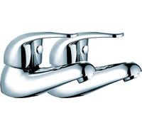 VeeBath Luton Luxury Round Twin Hot and Cold Sink Basin Taps Brass Faucet Pair with Ceramic Disc Technology - Chrome