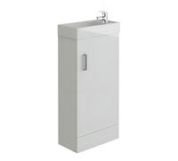 VeeBath Mini Cloakroom Vanity Unit and Basin with Mono Basin Mixer Tap and Waste, Compact Square Design, Space-Saving Bathroom Furniture Set, Gloss White Finish, (H84.3 x W40.1 x D22.2cm)