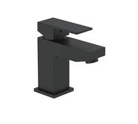 VeeBath Mist Mono Basin Mixer Tap with Waste - Modern Matt Black Finish, Single Lever Control, G1/2" BSP Inlet, Deck Mounted Square Bathroom Taps, Sink Mixer Tap for Bathroom
