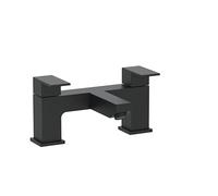 VeeBath Mist Square Bath Filler Mixer - Modern Matt Black Finish, Dual Lever Control, Solid Brass, G3/4" BSP Inlet, Deck Mounted Square Bathroom Taps, Sink Mixer Tap for Bathroom