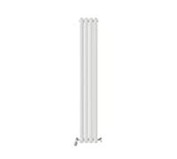 VeeBath Montpellier Matt White Low Carbon Mild Steel Vertical Double Oval Panel Bathroom Heating Radiator - 1600 x 240mm