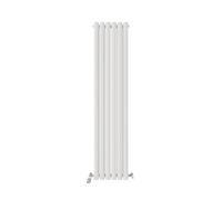 VeeBath Montpellier Matt White Low Carbon Mild Steel Vertical Double Oval Panel Bathroom Heating Radiator - 1600 x 360mm