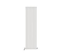 VeeBath Montpellier Matt White Low Carbon Mild Steel Vertical Single Oval Panel Bathroom Heating Radiator - 1800 x 480mm