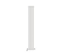VeeBath Montpellier Matt White Low Carbon Mild Steel Vertical Single Oval Panel Bathroom Heating Radiator - 1800 x 240mm