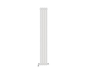VeeBath Montpellier Matt White Low Carbon Mild Steel Vertical Single Oval Panel Bathroom Heating Radiator - 1800 x 240mm