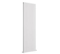 VeeBath Montpellier White Low Carbon Mild Steel Vertical Double Oval Panel Bathroom Heating Radiator - 1800 x 590mm, RDG500