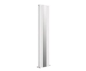 VeeBath Nantes Matt White Low Carbon Mild Steel Vertical Double Panel Mirror Bathroom Heating Radiator - 1800 x 385mm