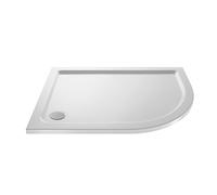 VeeBath Offset Quadrant Shower Tray 900x800mm, Stone Resin Tray for Shower Enclosure, Glass Door Bathroom- Right Hand, White