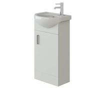 VeeBath PET420 Linx Free Standing Bathroom Cloakroom Vanity Basin Cabinet Sink Storage Furniture Unit-420mm, White, 420mm