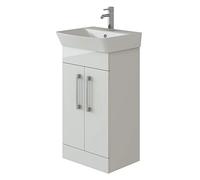 VeeBath PLAN50 Cosmo Twin Soft Close Door Bathroom Vanity Cabinet Furniture Unit with Ceramic Basin-500mm, White