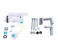 VeeBath Pro Lever Operated Dual Flush Valve Overflow 2 Piece Toilet Cistern WRAS Approved & Essentials Angled Floor WC Toilet Pan/Bidet Fixing Bathroom Fitting Kit