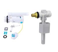 VeeBath Pro Lever Operated Dual Flush Valve Overflow 2 Piece Toilet Cistern WRAS Approved & Pro Side Entry Inlet Valve 1/2" Brass WRAS Approved Patented Design