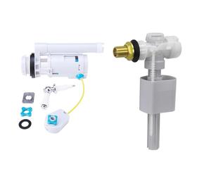 VeeBath Pro Lever Operated Dual Flush Valve Overflow 2 Piece Toilet Cistern WRAS Approved & Pro Side Entry Inlet Valve 1/2" Brass WRAS Approved Patented Design