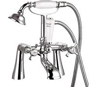VeeBath Regency Traditional Bath Shower Mixer with Kit, Waterfall Bathroom Bathtub Mixer Tap Set and Bath Filler Tub Mixer with Shower Head- Chrome