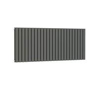 VeeBath Rennes Anthracite Low Carbon Mild Steel Horizontal Double Panel Mirror Bathroom Heating Radiator - 600 x 1420mm, Anthracite Grey