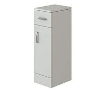 VeeBath Renova Floor Standing Bathroom Storage Cupboard Unit, Slim MDF Bathroom Unit with Soft Close Door and Removable Shelf, Modern Storage Unit in Gloss White, 76.6 x 25 x 33cm