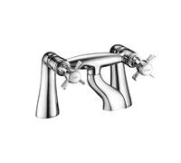 VeeBath Ripple Traditional Bath Filler Mixer Tap - Classic Chrome Finish, Victorian Style, Dual Lever Control, Deck Mounted Bathroom Tap, G3/4" Inlet, Bath Sink Taps for Traditional Bathrooms