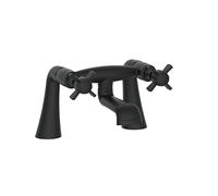 VeeBath Ripple Traditional Bath Filler Mixer Tap - Classic Matt Black Finish, Victorian Style, Dual Lever Control, Deck Mounted Bathroom Tap, G3/4" Inlet, Bath Sink Taps for Traditional Bathrooms