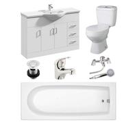 Veebath Rosina 1500mm Bath Vanity Unit, Toilet & Taps Bathroom Suite