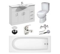 Veebath Rosina 1500mm Bath Vanity Unit, Toilet & Taps Bathroom Suite